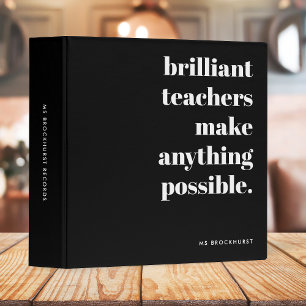 Classeur Brilliant Enseignant Retro Stylish Noir et Blanc