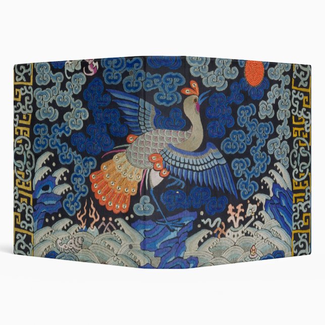 Classeur Broderie chinoise bleu d'oiseau Vintage (Arrière-plan)