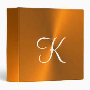 Classeur Bronze brillant faux monogramme métallique