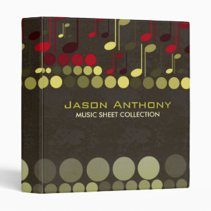 Classeur Bronze Olive Music Notes Fiche Collection Album Bi
