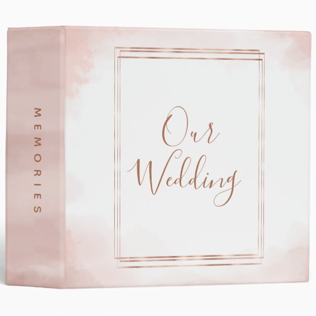 Classeur Brousse rose et Rose Gold Frame Mariage Album phot (Devant/Côté)