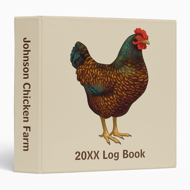 Classeur Brown Barnevelder Hen Chicken (Devant/Côté)