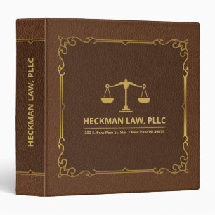Classeur Brown cuir Gold Justice Échelle Cadre Vintage
