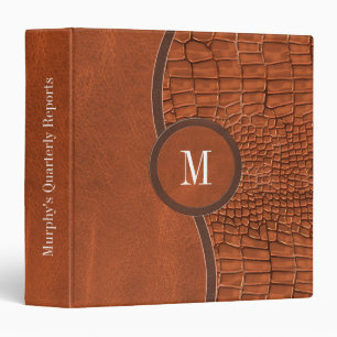 Classeur Brown Faux Alligator Cuir Peau Monogramme de luxe