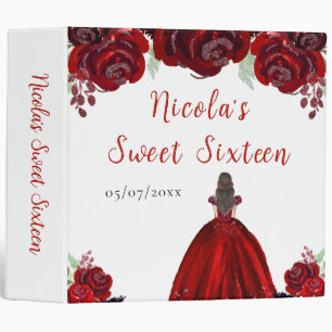 Classeur Brown Hair Princess Red Floral Sweet sixteen