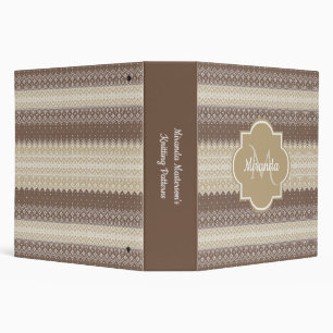 Classeur Brown neutre et Tan Knit Motif avec nom