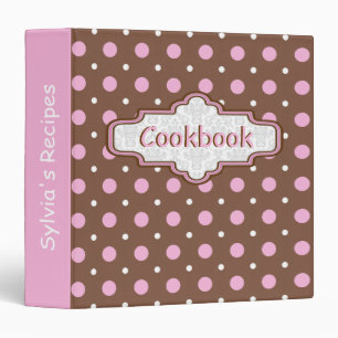 Classeur Brown, rose rétro poka point motif recette mignonn