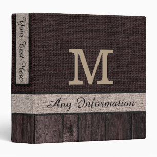 Classeur Brûlure Brown foncée Jute rustique Look Bois