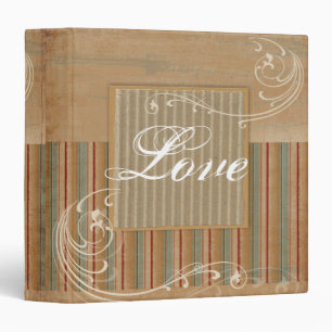 Classeur Brun rustique Pays rayures Mariage Album photo