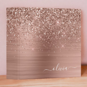 Classeur Brushed metal rose Gold Pink Glitter Monogram