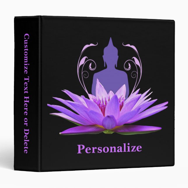 Classeur Buddha Yoga Lotus Flower Purple Personalize Album (Devant/Côté)