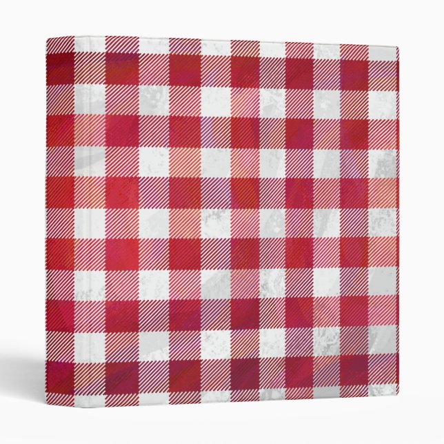 Classeur Buffalo plaid rouge et blanc (Devant/Côté)