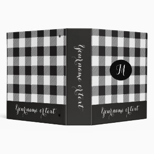 Classeur Buffle à carreaux personnalisé blanc noir 3 Rin