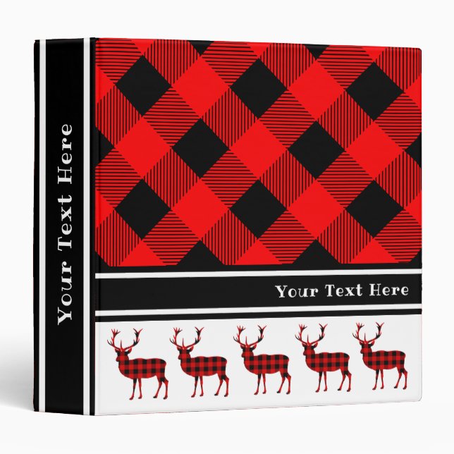 Classeur Buffle rouge de rennes de Noël Plaid (Devant/Côté)