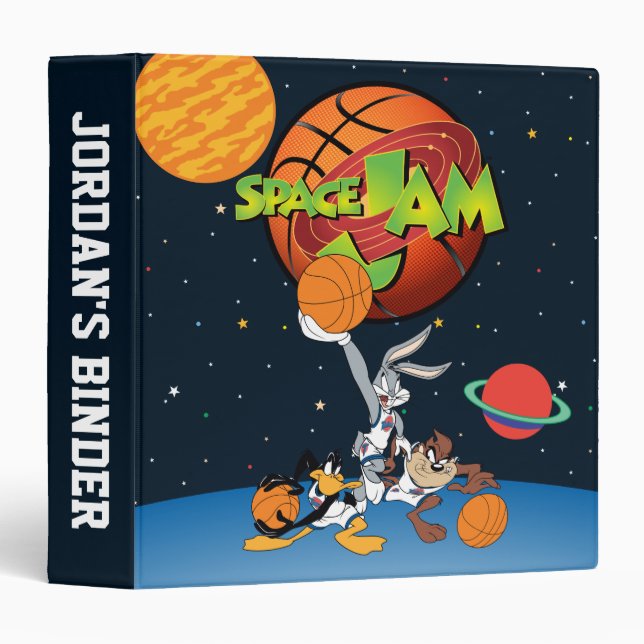 Classeur BUGS BUNNY™, DAFFY DUCK™, & TAZ™ SPACE JAM™ logo (Devant/Côté)