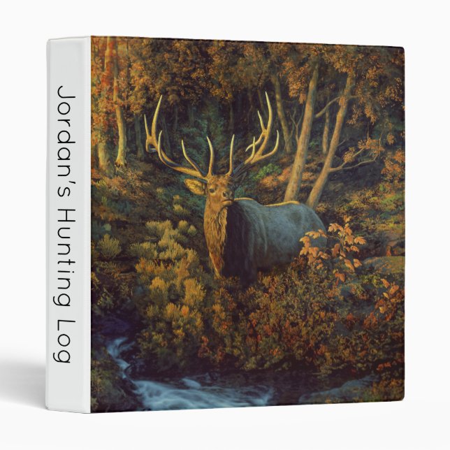 Classeur Bull Elk dans la forêt d'automne (Devant/Côté)
