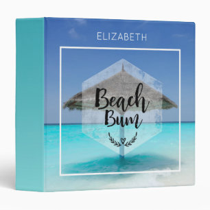 Classeur Bum de plage avec parasol de plage en chaume Perso