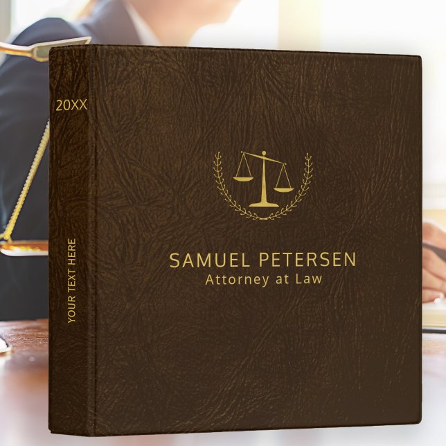 Classeur Bureau d'avocat de luxe brun look et or (Créateur téléchargé)