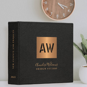 Classeur Bureau professionnel élégant en or noir monogrammé