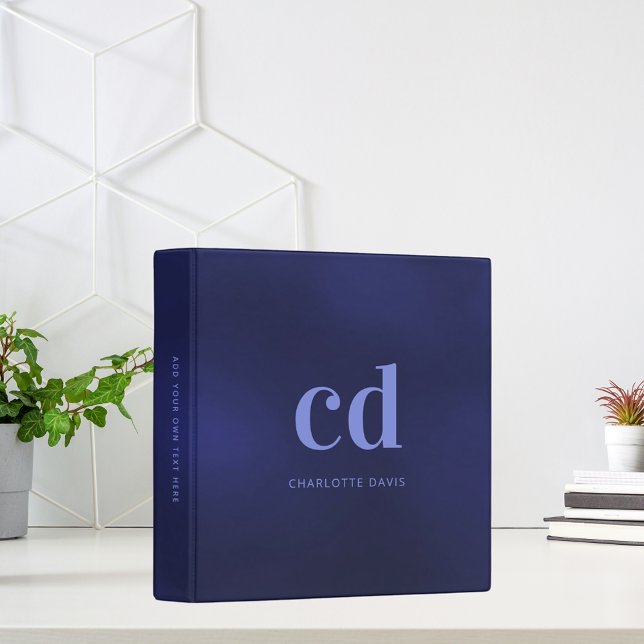 Classeur Bureau scolaire bleu marine monogramme (Créateur téléchargé)