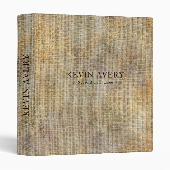 Classeur Bureau Texture Lin Beige Doré Rustique (Devant/Côté)