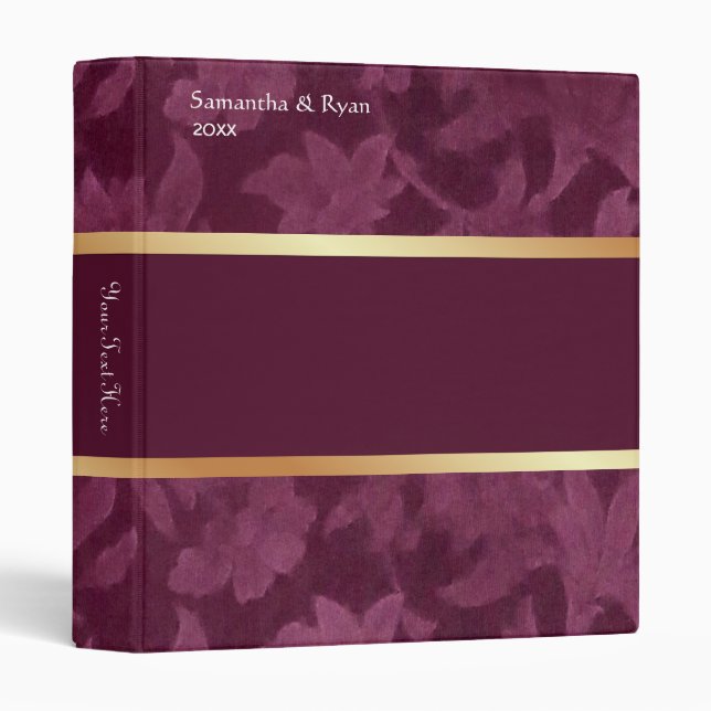 Classeur Burgundy Damask Planner (Devant/Côté)