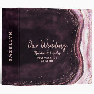 Classeur Burgundy et Rose Gold Geode Mariage Album photo
