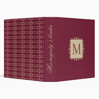 Classeur Burgundy & Gold Monogram Binder |Custom Spine Text