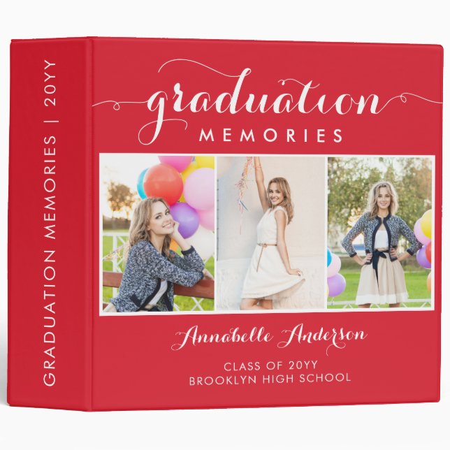 Classeur Burgundy Graduate Girly Script (Devant/Côté)