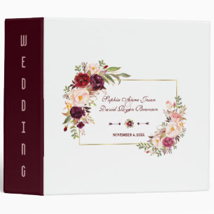 Classeur Burgundy Marsala Blush Floral Mariage Album photo