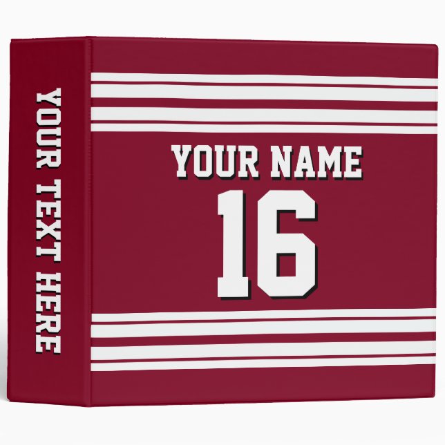 Classeur Burgundy White Team Jersey Custom (Devant/Côté)
