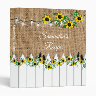 Classeur Burlap String Lights Sunflower Cookbook Recette