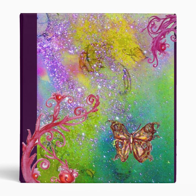 Classeur BUTTERFLY IN SPARKLES vert rose violet violet rose (Devant)