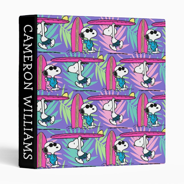 Classeur cacahuètes | Snoopy Purple Surf Motif | Ajouter Vo (Devant/Côté)