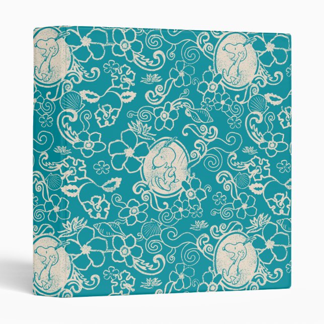 Classeur cacahuètes | Snoopy Turquoise Tropical Beach Motif (Devant/Côté)