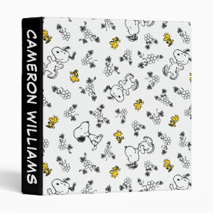 Classeur cacahuètes Snoopy & Woodstock B&W Flower Motif