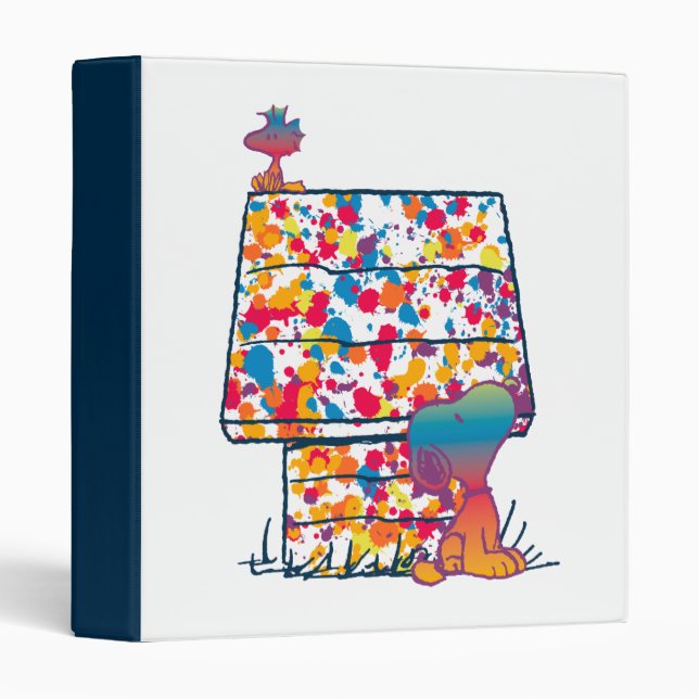 Classeur cacahuètes | Snoopy & Woodstock Rainbow Paint (Devant/Côté)