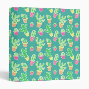 Classeur Cactus au néon d'aquarelle dans le motif de pots