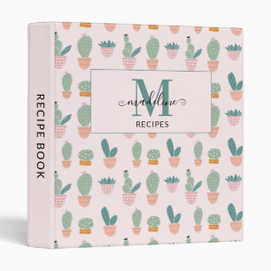 Classeur Cactus Cactus Cactus Succulent Rose Monogramme Rec