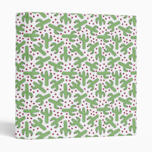 Classeur Cactus illustré et motif de fleurs rose