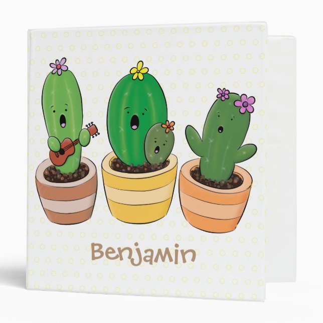 Classeur Cactus trio chantante mignonne dessin animé (Devant/Intérieur)