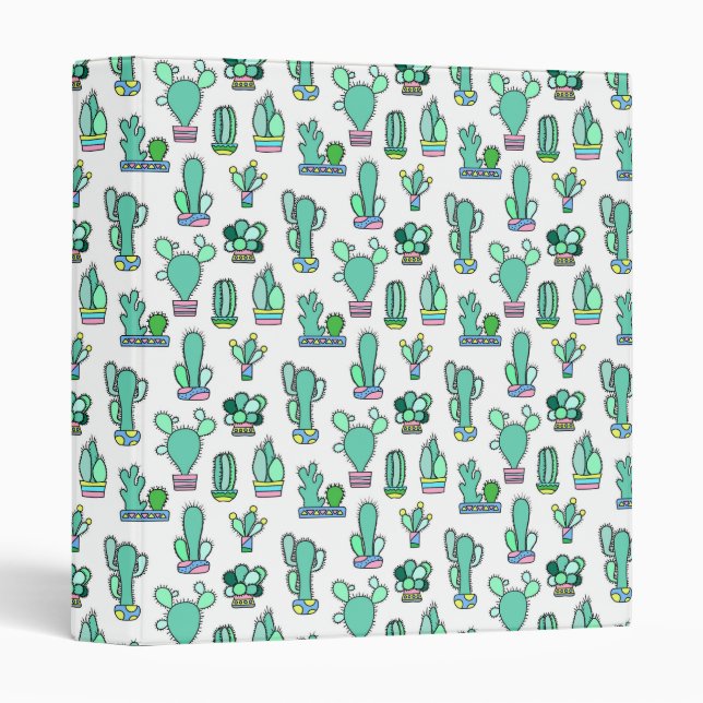Classeur Cactus vert en bon état et motif succulent de (Devant/Côté)