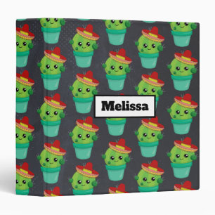 Classeur Cactus vert mignon dans un Motif du Sombrero rouge