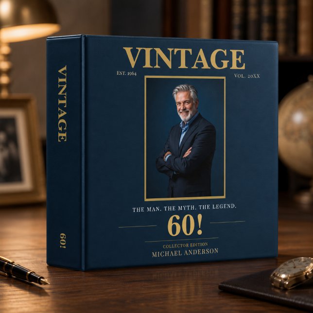 Classeur Cadeau commémoratif de 60e anniversaire vintage (Luxury keepsake binder for preserving milestone memories and life stories)
