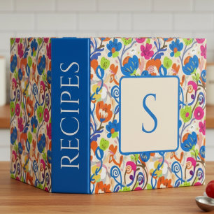 Classeur Cadeau de monogramme initial floral folklorique fa