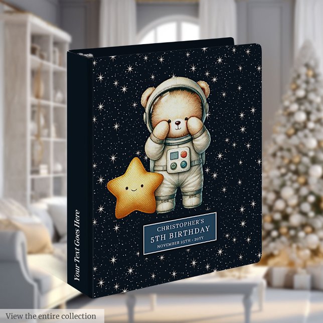 Classeur Cadeau de Naissance Ours en Peluche Astronaute Per (Custom Astronaut Teddy Bear Baby Boy Shower Memory 3 ring binder)