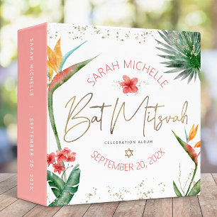 Classeur Cadeau de type or Bat Mitzvah Palmier Tropical Ros