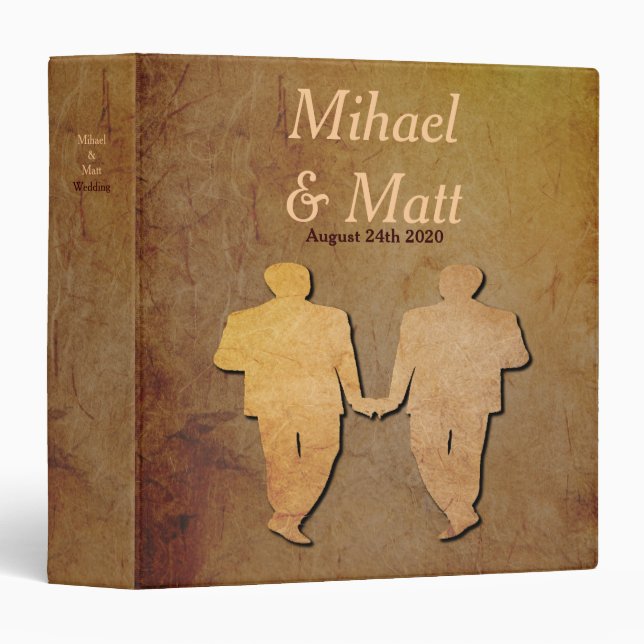 Classeur Cadeau gai rustique foncé d'album de mariage pour (Devant/Côté)