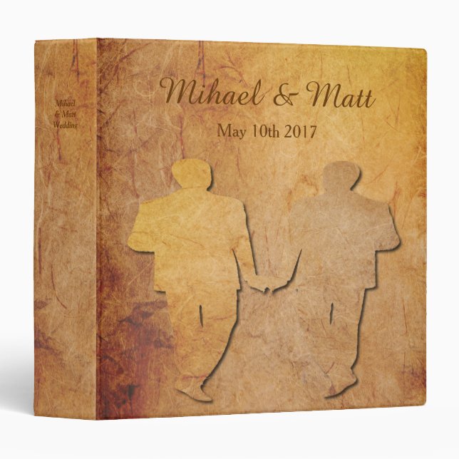 Classeur Cadeau gai vintage d'album de mariage de texture (Devant/Côté)