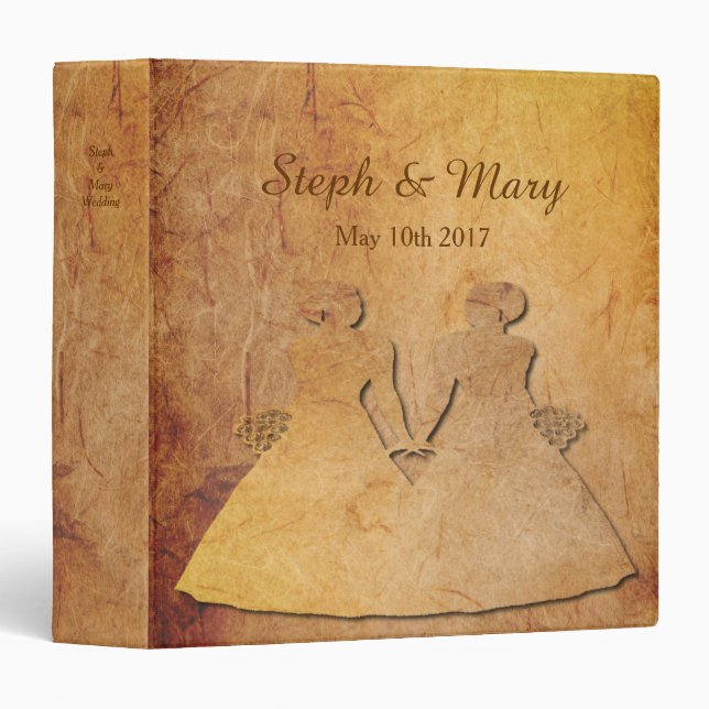 Classeur Cadeau lesbien d'album de mariage de texture (Devant/Côté)